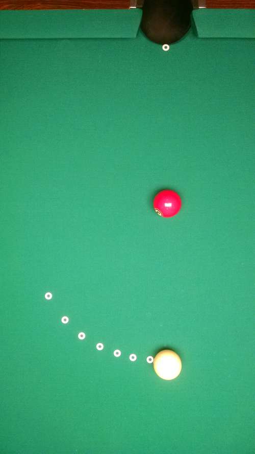 Fractional Aiming Overhead Full Ball Billiard Shot