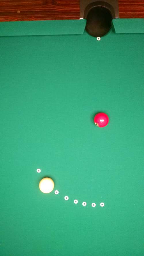Fractional Aiming Overhead 1/4-Ball Billiard Shot