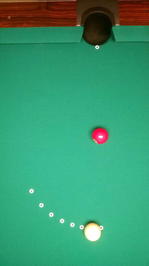 Fractional Aiming Overhead 7/8-Ball Billiard Shot