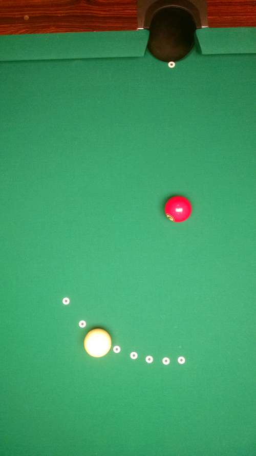 Fractional Aiming Overhead 3/8-Ball Billiard Shot